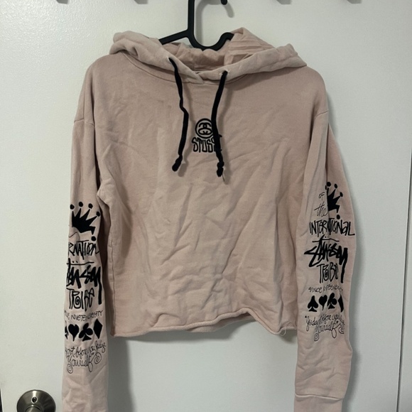 Stüssy Cropped Pink Hoodie | Kids 6 (Fits XS-S Women) - Picture 1 of 3